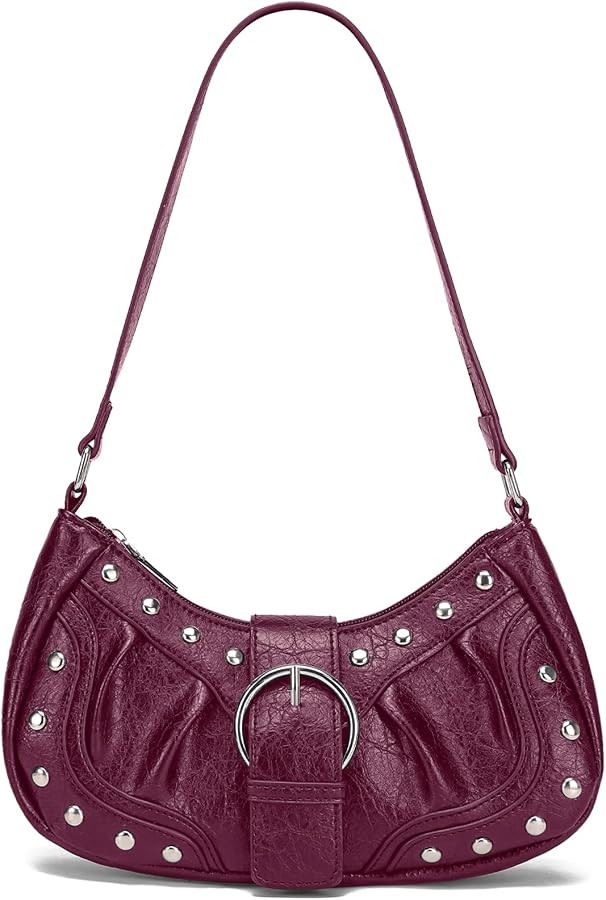 Y2K Purse Small Shoulder Bags for Women with Rivets Punk Style Goth Grunge Emo Handbag | Amazon (US)