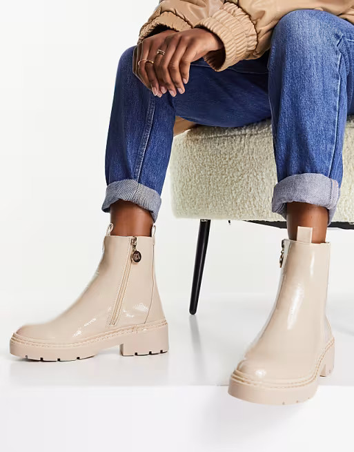 River Island chunky paneled chelsea boot in cream | ASOS (Global)