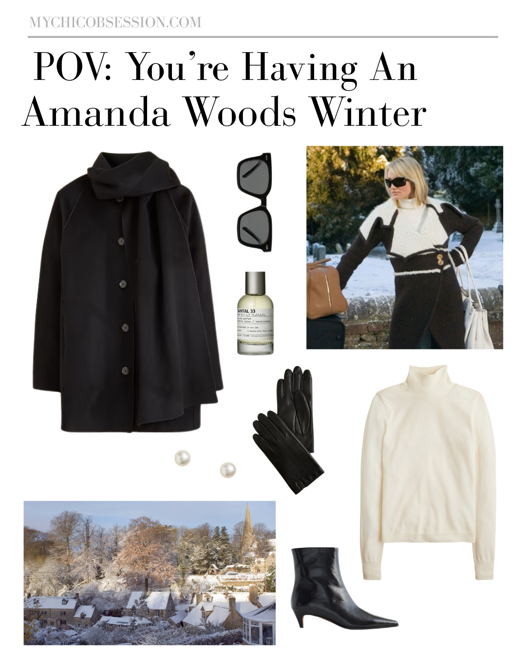 Channel Amanda Woods from The Holiday this winter with chic, sleek cold-weather staples like a scarf coat, leather gloves, a white turtleneck, and timeless, minimalist jewelry. 

 #LTKSeasonal