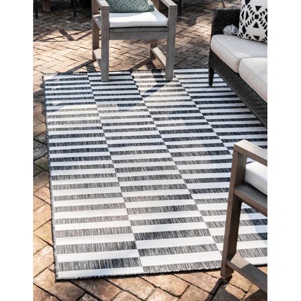 Finkelstein Charcoal/Ivory Indoor/Outdoor Rug | Wayfair North America