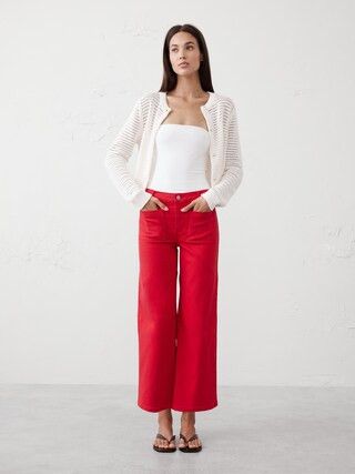 Wide-Leg High-Rise Patch Pocket Cropped Jean | Banana Republic Factory
