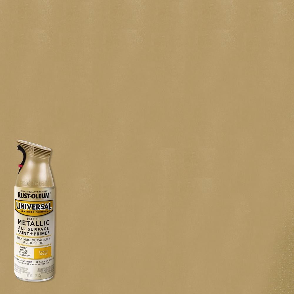 11 oz. All Surface Metallic Matte Sunlit Brass Spray Paint and Primer in One | The Home Depot