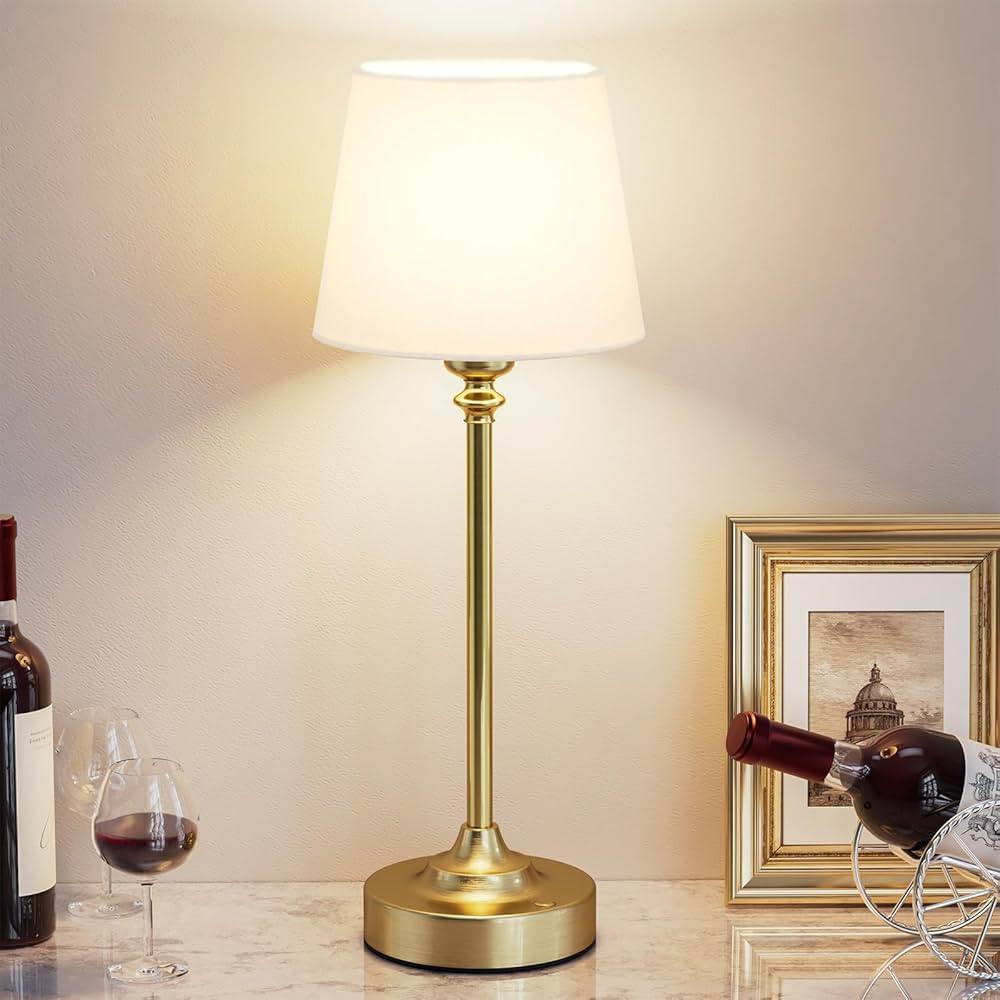 Cordless Table Lamp Rechargeable Gold - 1 Pack Brass 4000mAH Battery Operated Lamp for Decor, 300... | Amazon (US)