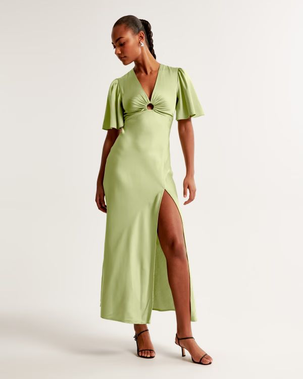 Women's Emerson Poplin Puff Sleeve Midi Dress | Women's Dresses & Jumpsuits | Abercrombie.com | Abercrombie & Fitch (UK)