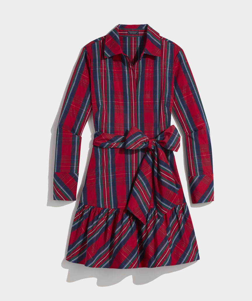 Taffeta Tie-Waist Shirtdress | vineyard vines