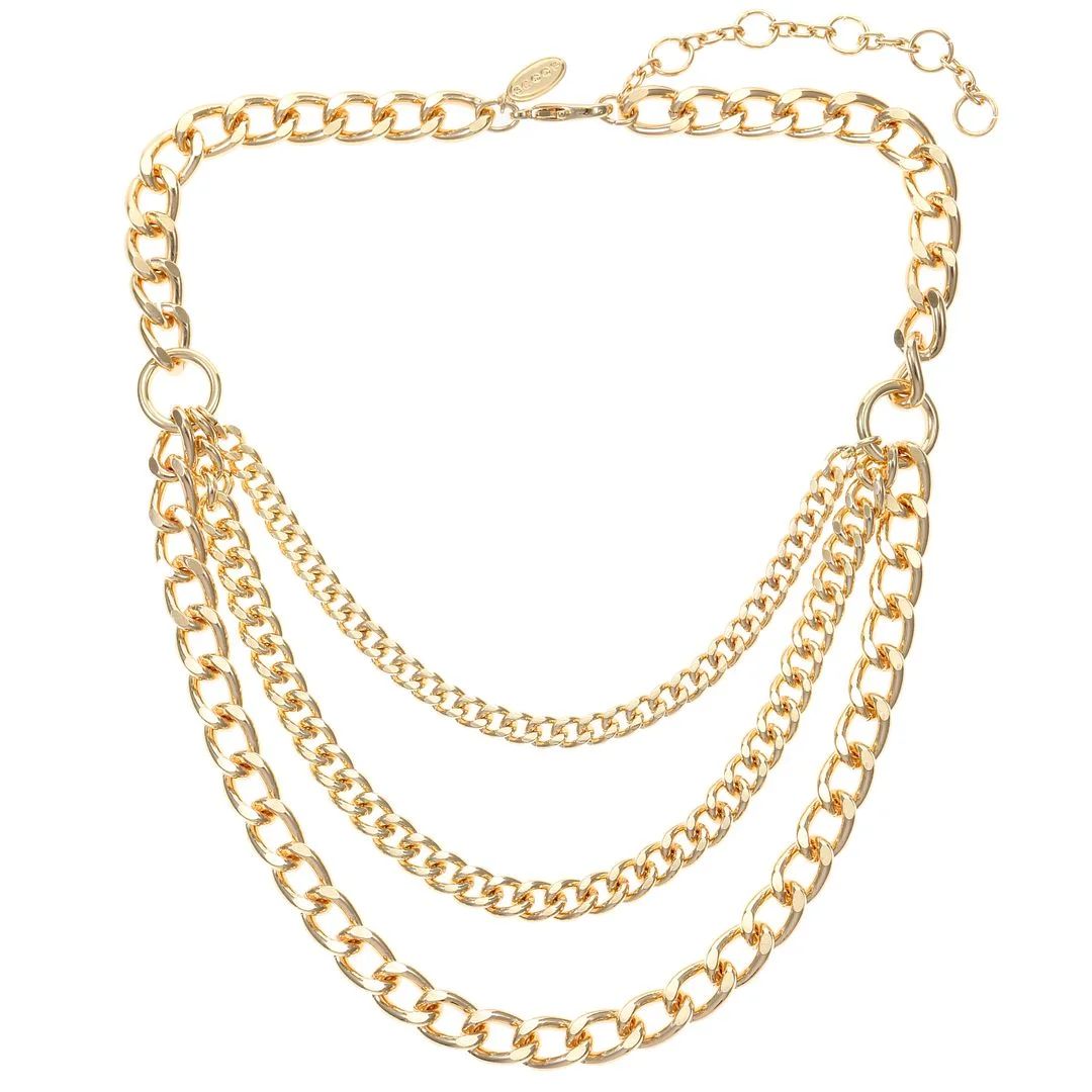 Scoop Women's 14K Gold Flash-Plated Layered Chunky Chain Necklace | Walmart (US)