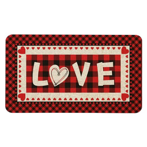 Maytycroo Valentine's Day Welcome Doormat 30x17 Inch Valentines Romantic Love Door Mat for Indoor Outdoor Entrance Non-Slip Washable Floor Mats Valentine Anniversary Wedding Home Decor Rugs | Amazon (US)