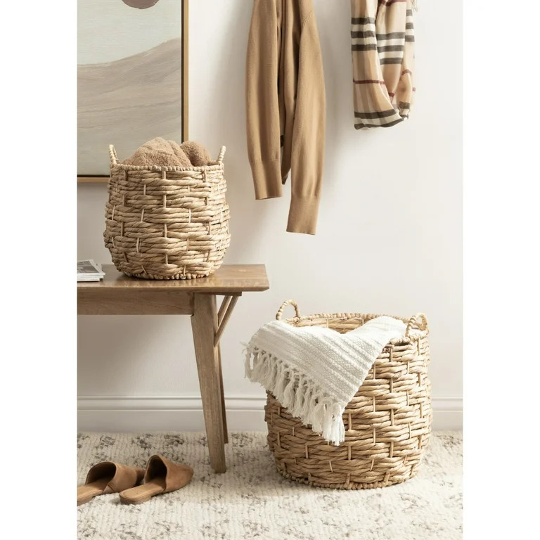 Kate and Laurel Livia Modern Two-Piece Woven Basket Set, 16 x 16 and 13 x 13, Natural Water Hyaci... | Walmart (US)