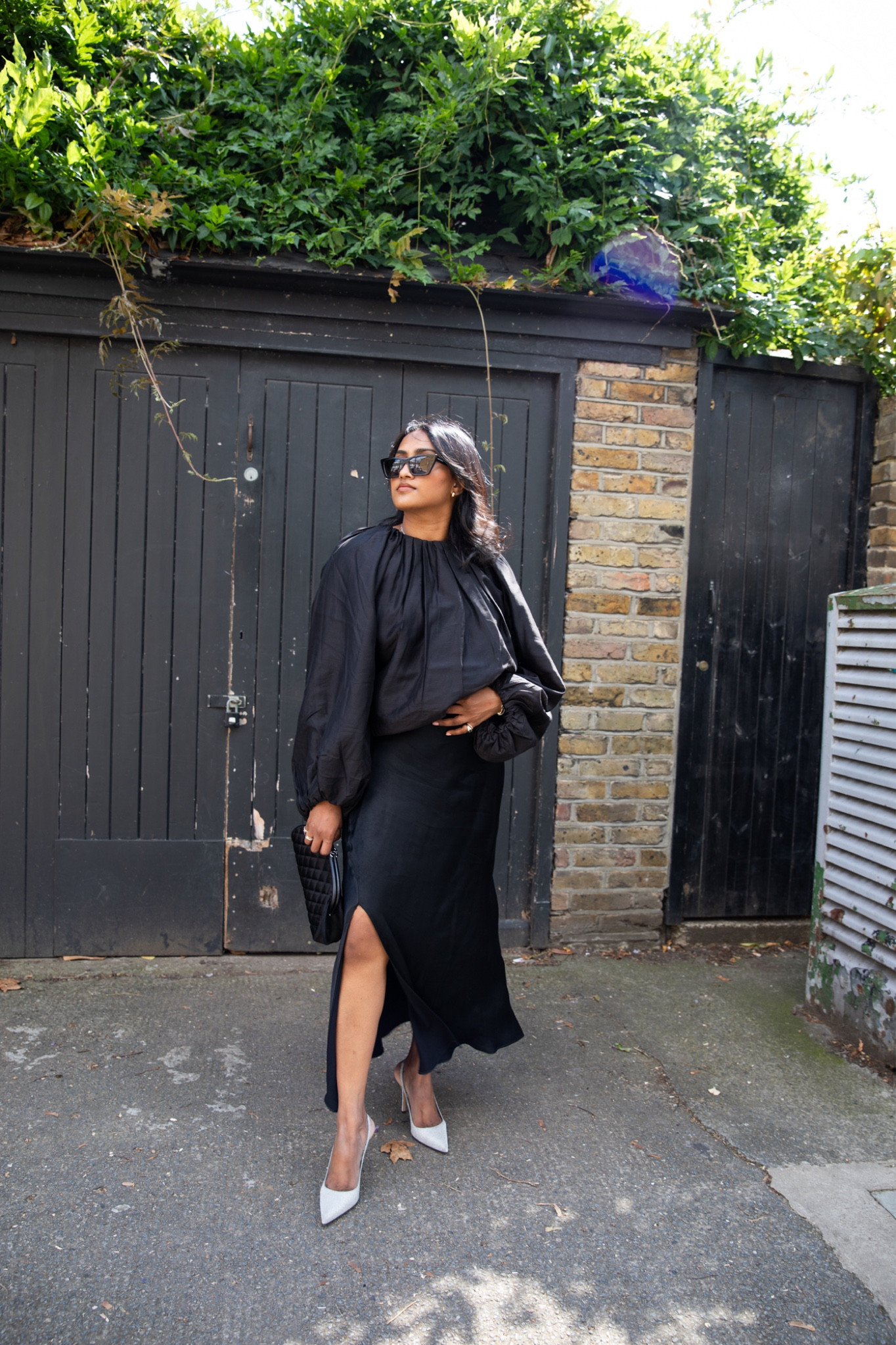 Monochrome outfit, transitional outfit, date night outfit, weekend outfit, black top, black blouse, balloon sleeve blouse, puff sleeve blouse, black skirt, satin skirt, midi skirt, black satin skirt, slingback heels, silver heels, court heels, Cos, Mango, H&M, Boden, Nobody’s Child

#LTKSeasonal #LTKeurope #LTKstyletip