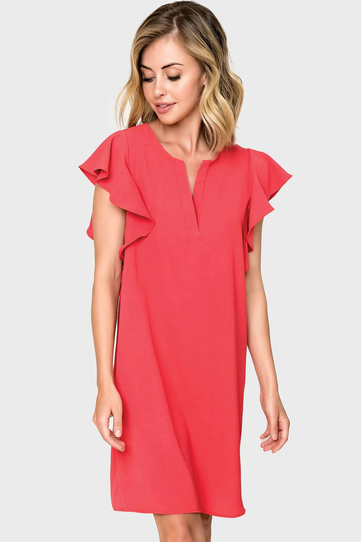 Ryanne Ruffle Sleeve Shift Dress | Gibson