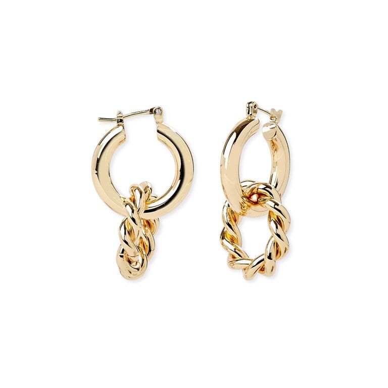 Scoop Women’s 14K Gold Flash-Plated Double Hoop Earrings | Walmart (US)