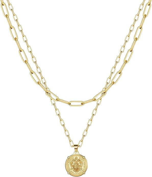 MONOOC Gold Necklace for Women, Gold Layered Necklaces for Women Snake Chain Choker Necklace Snak... | Amazon (US)