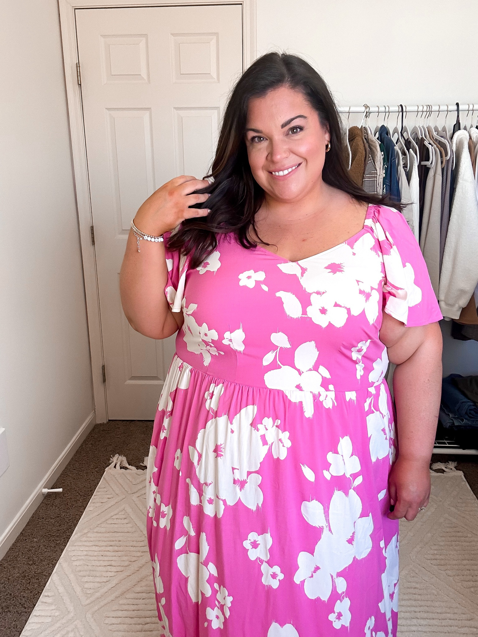 Target spring dresses part 5! This pink and white floral dress is the perfect color for spring (and summer!) I’m wearing a 2x and it fits true to size 

#LTKstyletip #LTKplussize #LTKfindsunder50