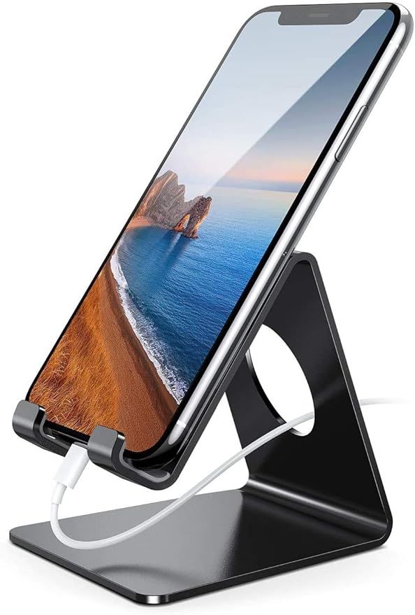 Lamicall Cell Phone Stand, Phone Dock: Cradle, Holder, Stand for Office Desk - Black | Amazon (US)