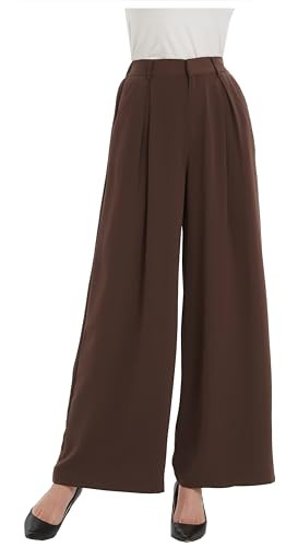 Tronjori Womens High Waist Casual Wide Leg Palazzo Business Pants | Amazon (US)