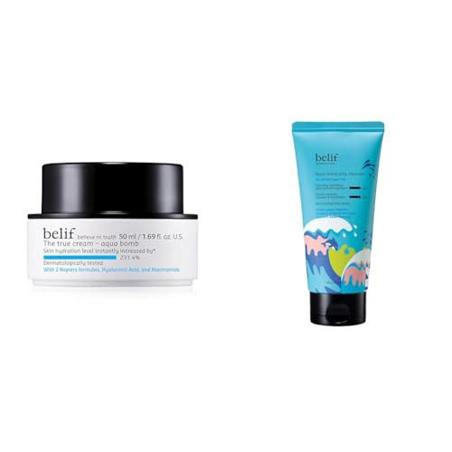 belif The True Cream Aqua Bomb Hydrating Moisturizer Face Cream + Aqua Bomb Hydrating Jelly Cleanser  Bundle | Amazon (US)