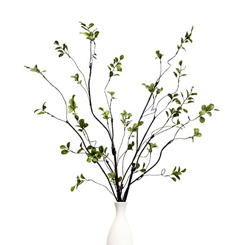 grtefhu 3Pcs 38.8" Faux Greenery Plant Stems and Branches for Tall Vase,Artificial Tree Branches and Twigs for Decoration (Green Leaves & Brown Stem) | Amazon (US)