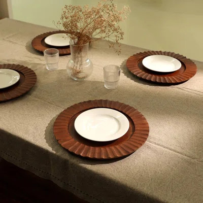 Handcrafted 13" Wood Charger Plate| Wooden Dinning Placemat|Artisan Wood Tableware-Set Of 4 | Wayfair North America