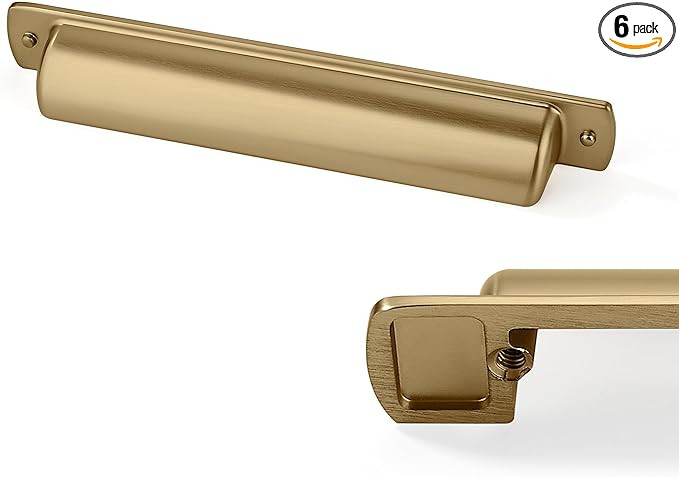 6 Pack Cup Pulls 5"(128mm) Center to Center Drawer Pulls Champagne Bronze Cabinet Cup Pulls Kitch... | Amazon (US)