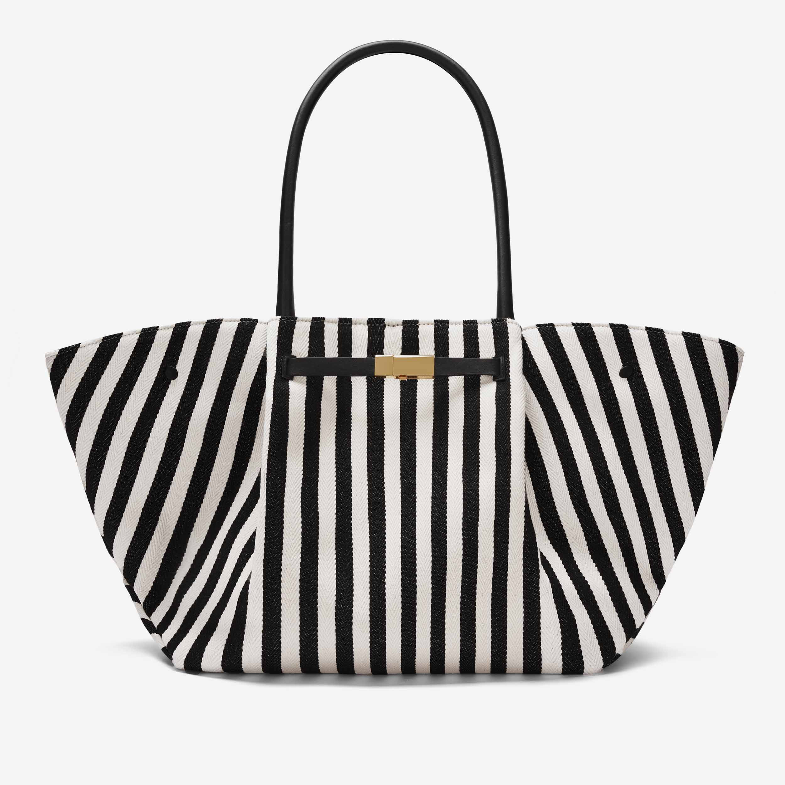 The New York | Black Striped Cotton Canvas & Black Smooth | DeMellier | DeMellier