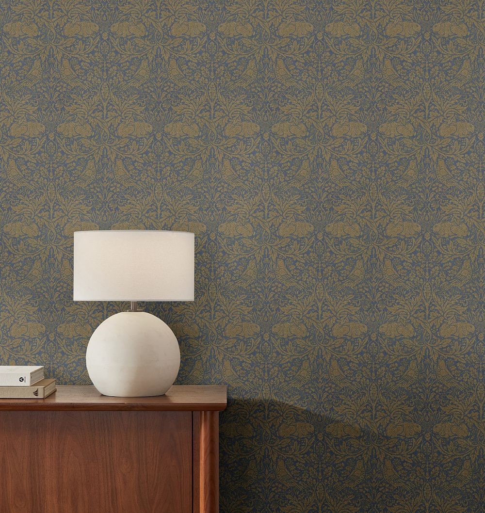 Pure Brer Rabbit Morris & Co. Wallpaper, Roll - Ink & Gold | Rejuvenation