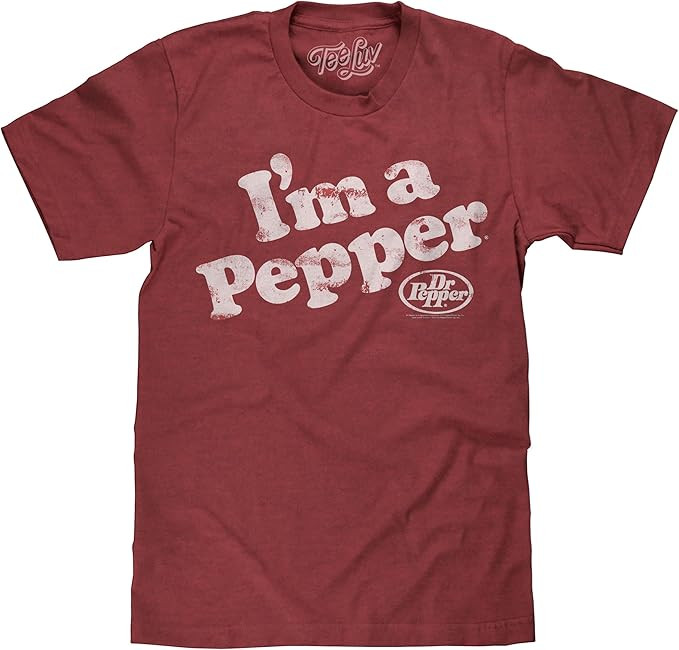 Tee Luv Men's Dr Pepper T-Shirt - Faded I'm A Pepper Logo Shirt | Amazon (US)