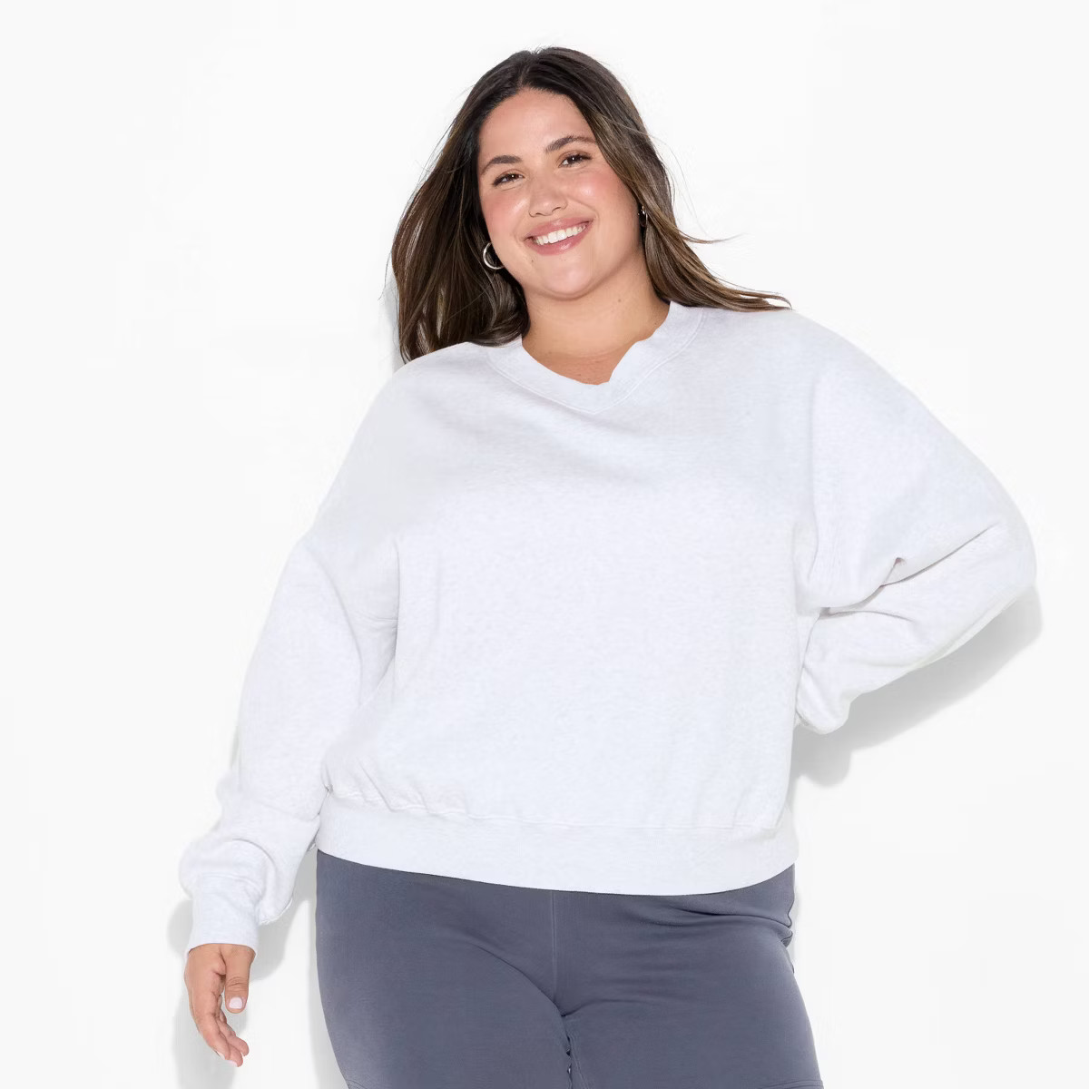 Women's Oversized Pullover Sweatshirt - Wild Fable™ Heather Gray 2X | Target