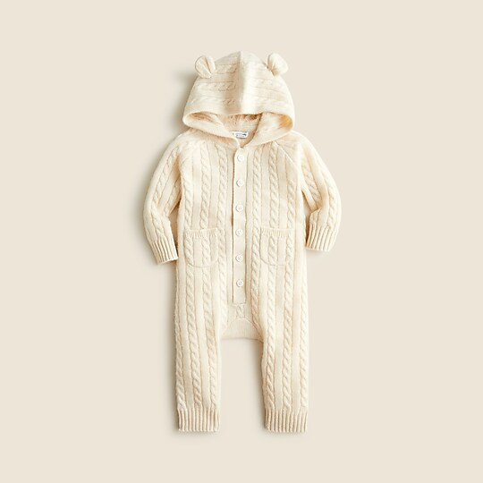 Limited-edition baby cashmere cable-knit bear one-piece | J. Crew US