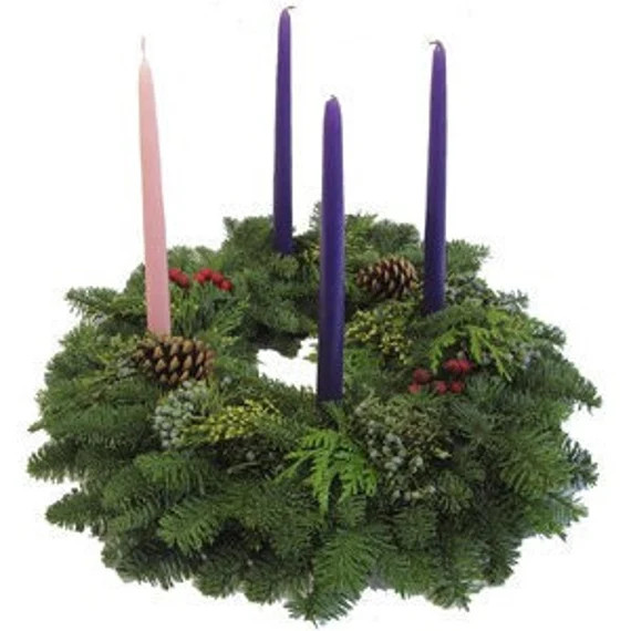 Advent Christmas Wreath  Fresh Christmas with Candle Holders | Etsy | Etsy (US)