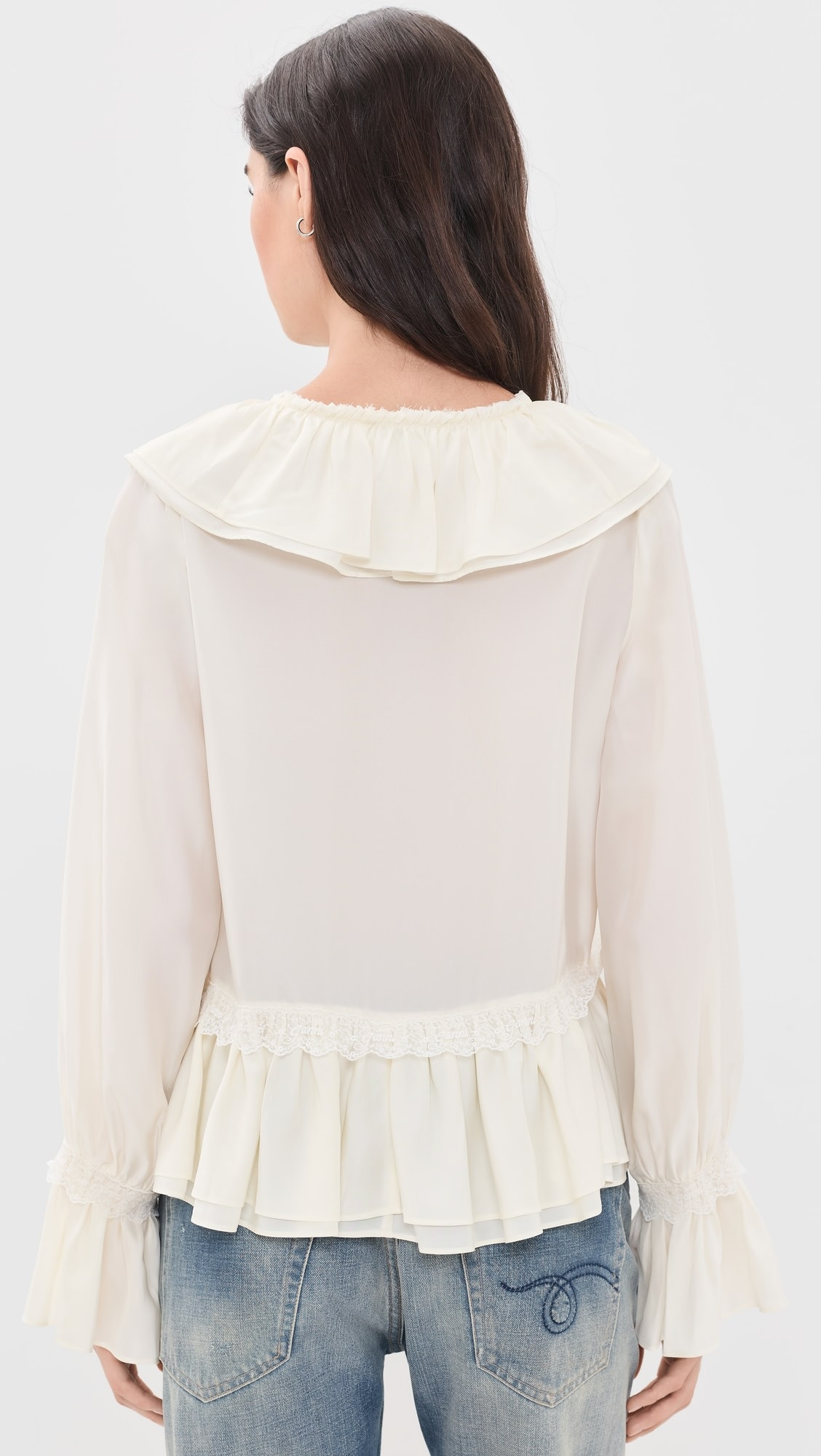 Viscose Silk Blend Frill Blouse | Shopbop