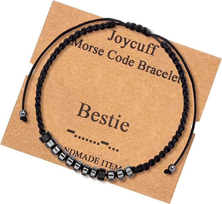 JoycuFF Inspirational Morse Code Bracelets for Women Men Secret Message Obsidian Beads Handmade W... | Amazon (US)