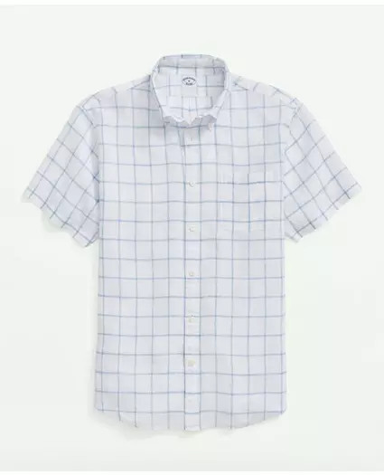 Irish Linen Short Sleeve Plaid Sport Shirt | Brooks Brothers