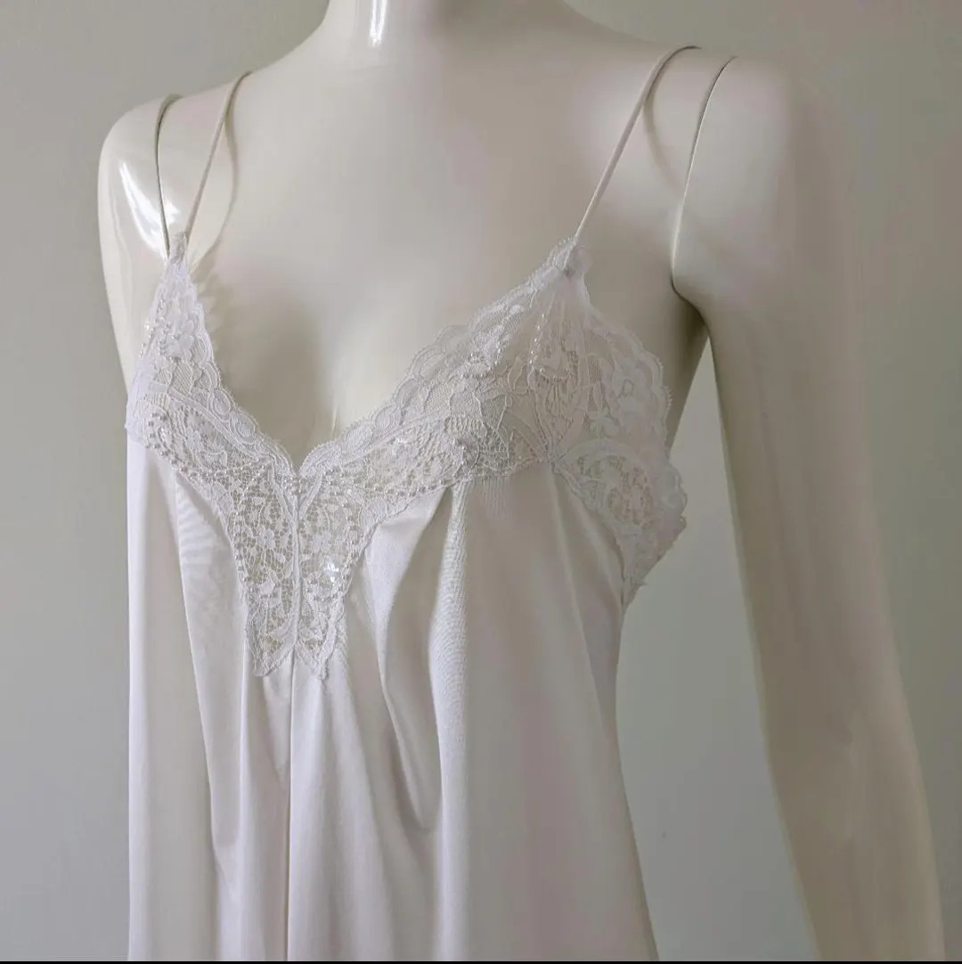 Vintage 1980s Barbizon Long Nightgown Slip Dress With Lace and Pearl Embellishment - Etsy | Etsy (US)