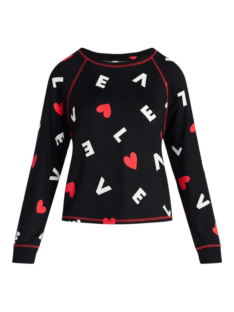 Joyspun Women's Cozy Lounge Collection Hacci Knit Long Sleeve Sleep Top, Sizes XS-3X | Walmart (US)