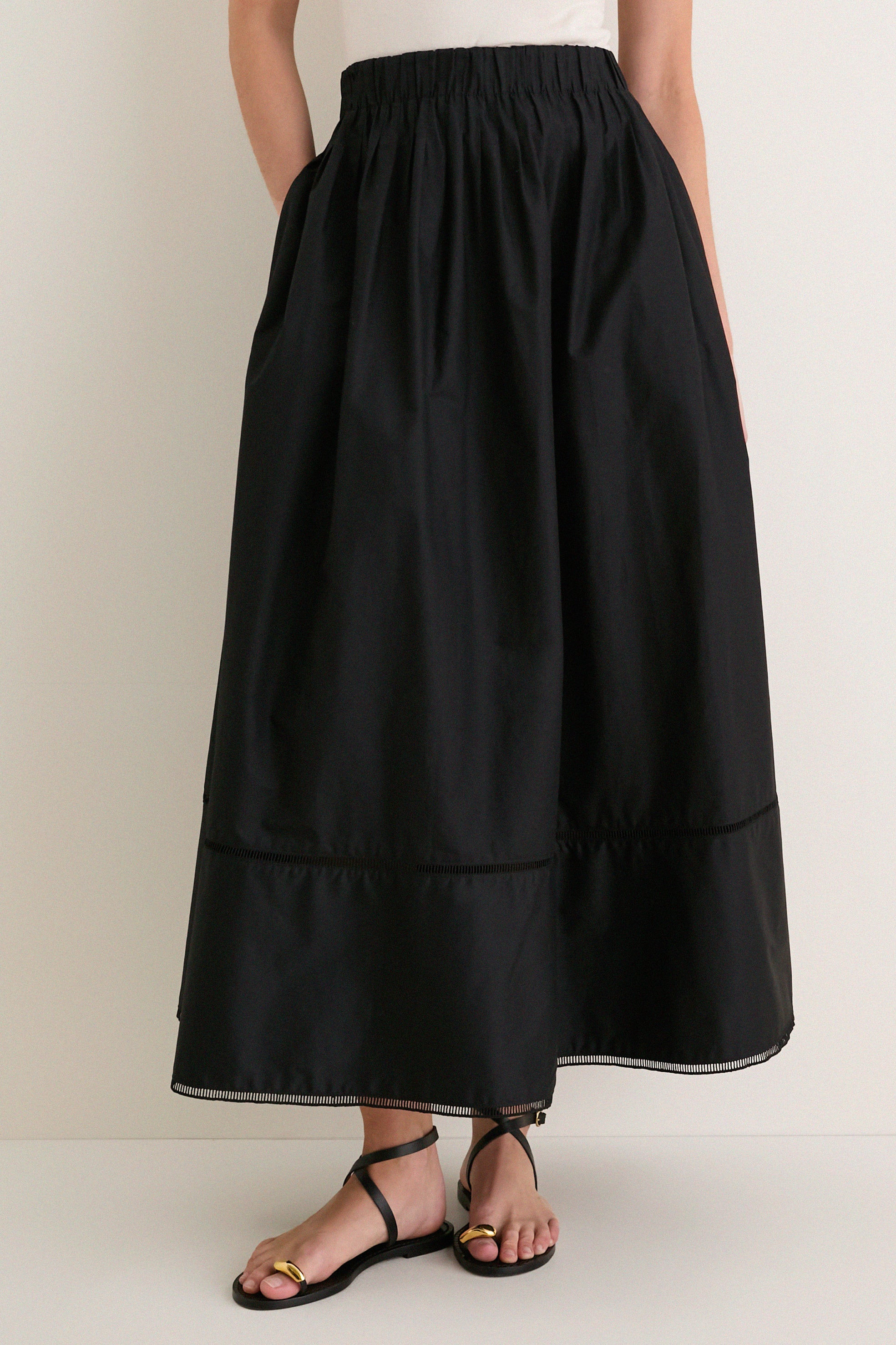 Black Cotton Poplin Nicole Circle Skirt | Tuckernuck (US)
