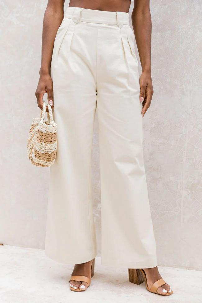 Back And Better Beige Wide Leg Pants | Pink Lily