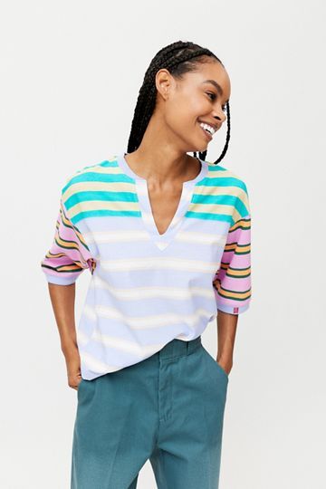BDG Rain Striped Notch Neck Tee | Urban Outfitters (US and RoW)
