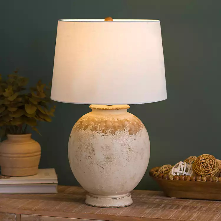 Neutral Distressed Ashton Table Lamp | Kirklands