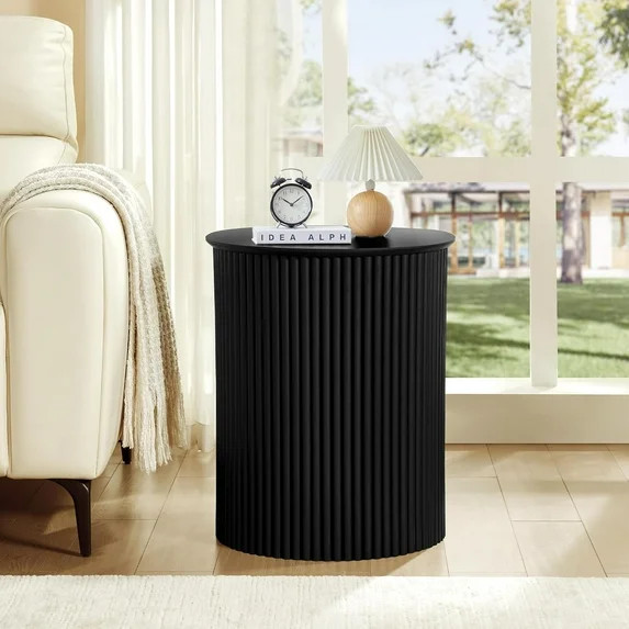 AVZEAR Fluted Round Side Table Small Mid Century End Table, 17.7" Fluted Nightstands Modern Circl... | Walmart (US)