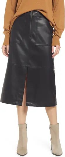 Stitch Detail Faux Leather Skirt | Nordstrom