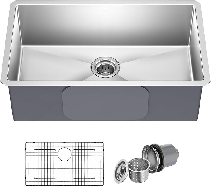 KRAUS Standart Pro 30 -inch Undermount Single Bowl 16 Gauge Stainless Steel Kitchen Sink, KHU100-... | Amazon (US)