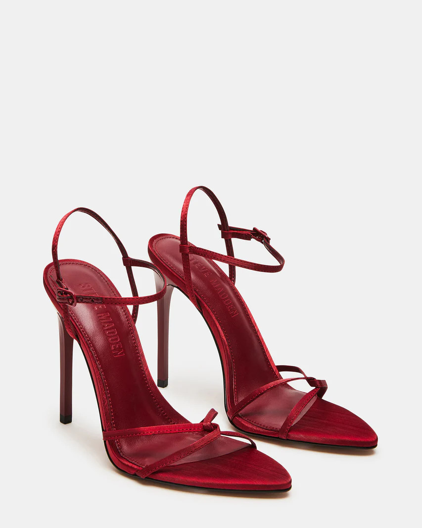 STELLINA Red Satin Dainty Strappy Pointed Toe Heel | Women's Heels | Steve Madden (US)