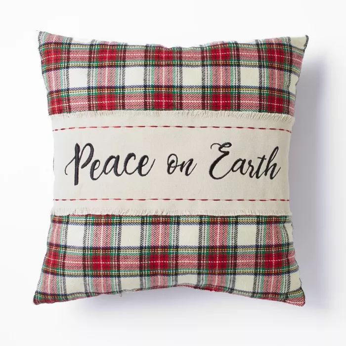Lakeside Peace On Earth 16" x 16" Holiday Motif Accent Throw Pillow with Polyfill | Target