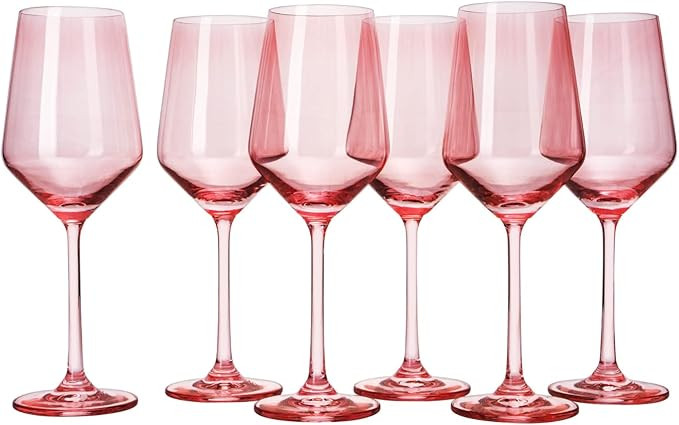 Colored Wine Glass Set, Large 12 oz Glasses Set of 6, Unique Italian Style Tall Stemmed for White... | Amazon (US)