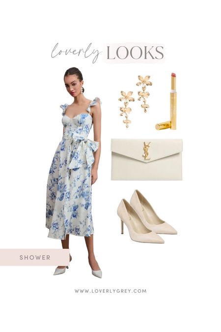 Loverly Grey shower look for any event this upcoming season! Loving the blue floral design on this dress from Anthropologie  

#LTKunder100 #LTKwedding #LTKstyletip