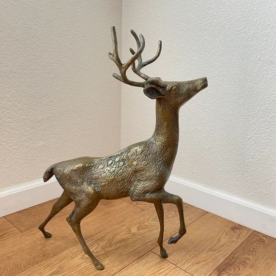 Brass Deer Stag Buck Statue 22" Tall Vintage Christmas Cabin Lodge Decor | Etsy (US)