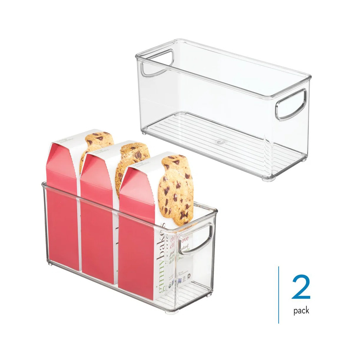 iDesign Plastic Stackable Pantry Bin with Handles - Set of 2 - Clear (Set of 2) | Wayfair North America