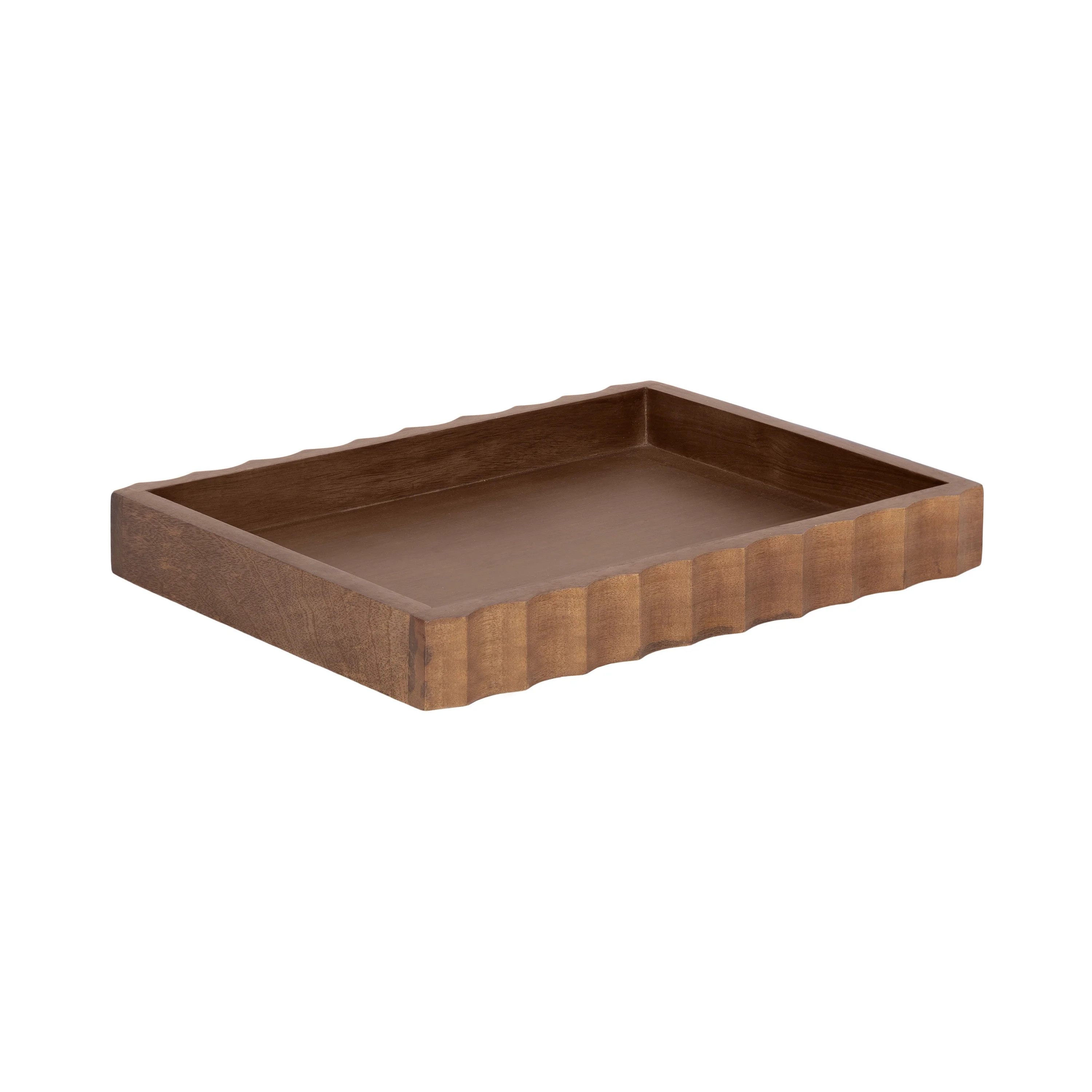 Kate and Laurel Lissi Decorative Rectangle Tray with Wavy Design, 16 x 12, Walnut Brown, Mid-Cent... | Walmart (US)