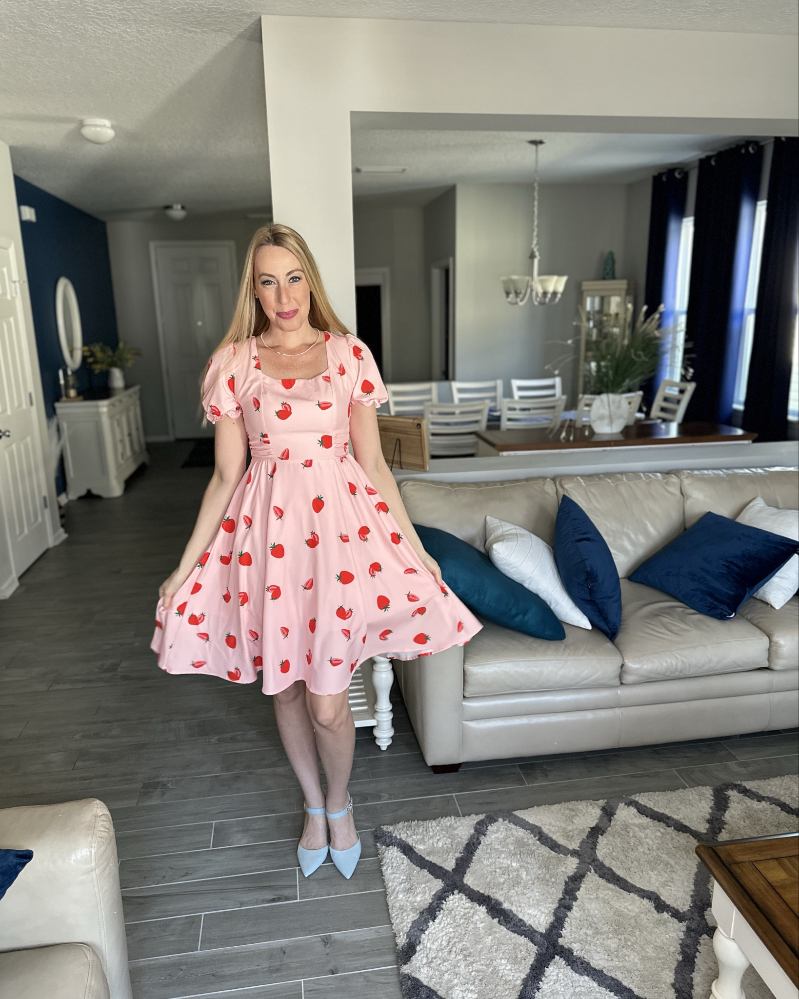 Strawberry 🍓 dress 
❤️ this is an adorable and fun dress
❤️it is a great fit and cute for brunch and more 
❤️ I am wearing size small, fits true to size, I am 5’10”

#LTKStyleTip #LTKFindsUnder50 #LTKWatchNow