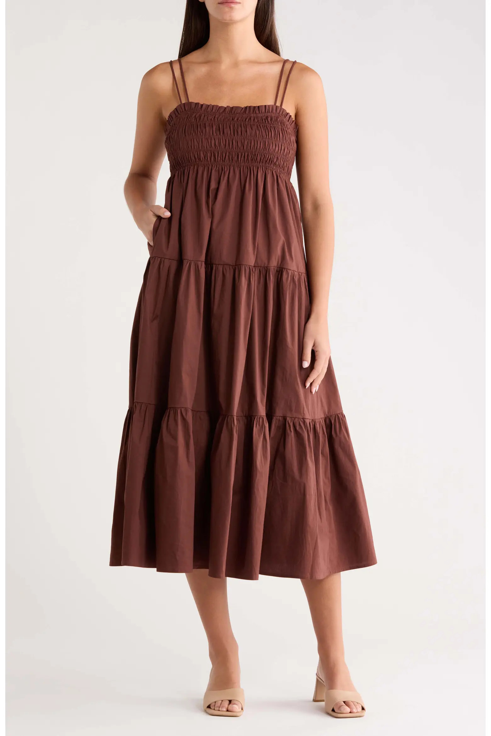 SUGARLIPS Gennie Smocked Tiered Cotton Midi Dress (Women) | Nordstrom | Nordstrom